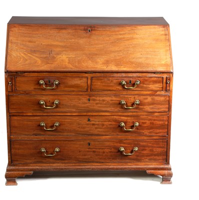 Lot 1021 - A GEORGE III MAHOGANY BUREAU