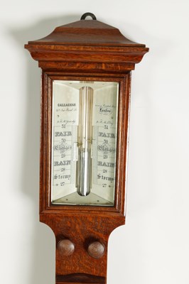 Lot 813 - CALLAGHAN, 23 NEW BOND STREET, LONDON. A LATE 19TH CENTURY OAK CASED STICK BAROMETER