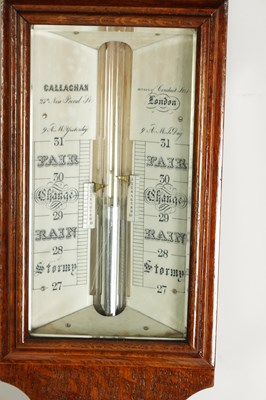 Lot 813 - CALLAGHAN, 23 NEW BOND STREET, LONDON. A LATE 19TH CENTURY OAK CASED STICK BAROMETER