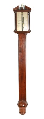 Lot 864 - A GEORGE III MAHOGANY STICK BAROMETER