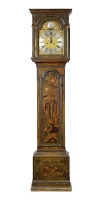 Lot 1251 - JEAN SEBIRE, LONDON. A GEORGE II GREEN LACQUER LONGCASE CLOCK