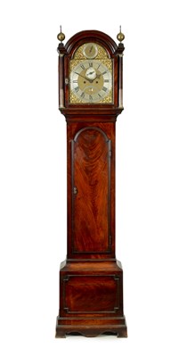 Lot 1188 - WILLIAM SKEGG, LONDON. A GEORGE III FIGURED MAHOGANY LONGCASE CLOCK