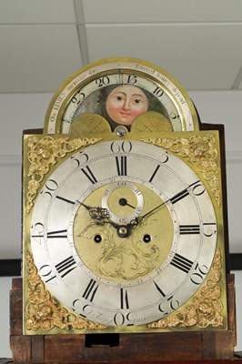 Lot 1252 - JOSEPH FINNEY, LIVERPOOL. A GEORGE III FIGURED MAHOGANY LONGCASE CLOCK