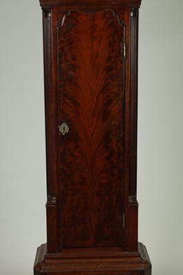 Lot 1252 - JOSEPH FINNEY, LIVERPOOL. A GEORGE III FIGURED MAHOGANY LONGCASE CLOCK