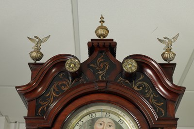 Lot 1252 - JOSEPH FINNEY, LIVERPOOL. A GEORGE III FIGURED MAHOGANY LONGCASE CLOCK