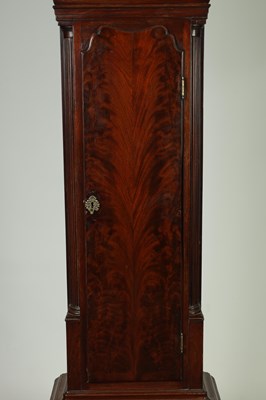 Lot 1252 - JOSEPH FINNEY, LIVERPOOL. A GEORGE III FIGURED MAHOGANY LONGCASE CLOCK