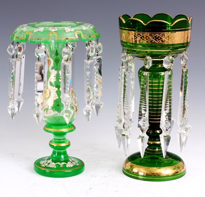 Lot 163 - A 19TH CENTURY PALE GREEN GLASS AND GILT EDGED...