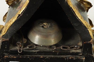 Lot 1281 - J.H.LAMBELET, A AUBONNE AN 18TH CENTURY GILT BRASS AND FLORALLY PAINTED BLACK LACQUER BRACKET CLOCK