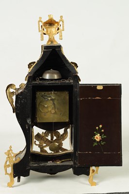 Lot 1281 - J.H.LAMBELET, A AUBONNE AN 18TH CENTURY GILT BRASS AND FLORALLY PAINTED BLACK LACQUER BRACKET CLOCK