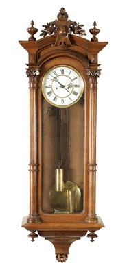 Lot 1246 - A LATE 19TH CENTURY OAK LENZKIRCH EIGHT-DAY DOUBLE-WEIGHT 'VIENNA' WALL CLOCK