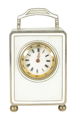 Lot 1258 - A LATE 19TH CENTURY MINIATURE GUILLOCHE ENAMEL AND SILVER METAL BOUDOIR CLOCK