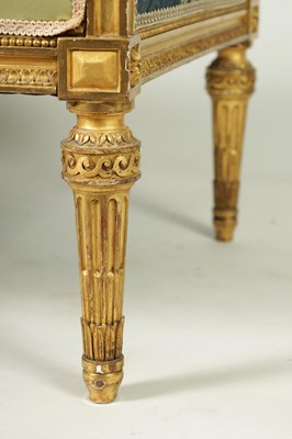 Lot 1357 - A FINE PAIR OF 19TH CENTURY CARVED GILT GESSO TWO-SEATER SETTEES