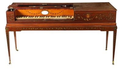 Lot 714 - LONGMAN & BRODERIP, LONDON. A FINE GEORGE III PAINTED MAHOGANY SHERATON DESIGN SQUARE PIANOFORTE