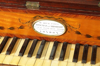 Lot 714 - LONGMAN & BRODERIP, LONDON. A FINE GEORGE III PAINTED MAHOGANY SHERATON DESIGN SQUARE PIANOFORTE