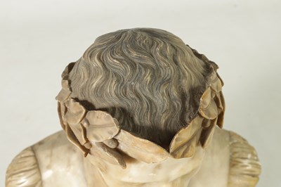 Lot 859 - AN 18TH/19TH CENTURY CARVED ALABASTER BUST OF THE ITALIAN POET TORQUATO TASSO