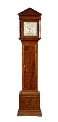 Lot 1225 - WILLIAM HILL, LONDON. A FINE REGENCY FIGURED MAHOGANY REGULATOR  LONGCASE CLOCK