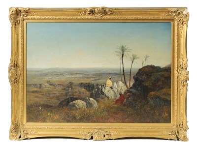 Lot 568 - A 19TH CENTURY OIL ON CANVAS - ARABIAN LANDSCAPE