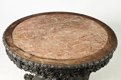 Lot 205 - AN 18TH/19TH CENTURY CHINESE HARDWOOD CENTRE TABLE POSSIBLY ZITAN