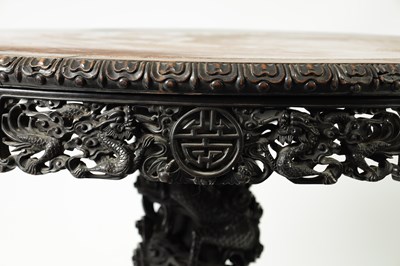 Lot 205 - AN 18TH/19TH CENTURY CHINESE HARDWOOD CENTRE TABLE POSSIBLY ZITAN