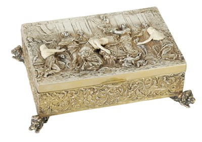 Lot 542 - A FINE 19TH CENTURY EASTERN EUROPEAN .800 HALLMARKED SILVER AND IVORY MOUNTED TABLE CASKET