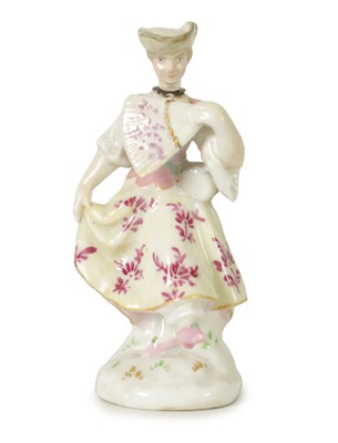 Lot 102 - AN 18TH CENTURY MEISSEN PURFUME BOTTLE AND STOPPER IN FITTED LEATHER CASE