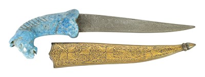 Lot 613 - A 19TH CENTURY OTTOMAN GOLD INLAID STEELWORK DAGGER