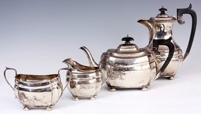 Lot 177 - AN EARLY 20th CENTURY FOUR PIECE SILVER TEA...