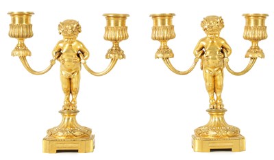 Lot 903 - HENRI DASSON. A PAIR OF 19TH CENTURY FRENCH ORMOLU FIGURAL CANDELABRA