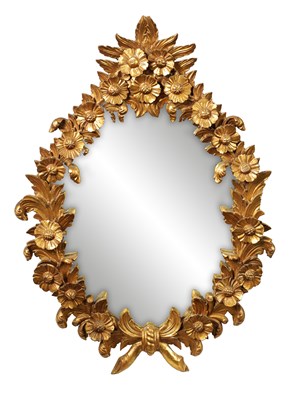 Lot 1325 - A 19TH CENTURY CARVED GILT HANGING MIRROR