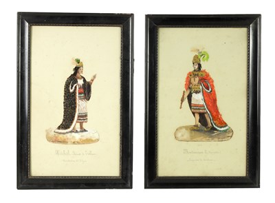 Lot 862 - A PAIR OF 19TH CENTURY SOUTH AMERICAN AZTEC FEATHER WORK AND WATERCOLOUR PAINTINGS