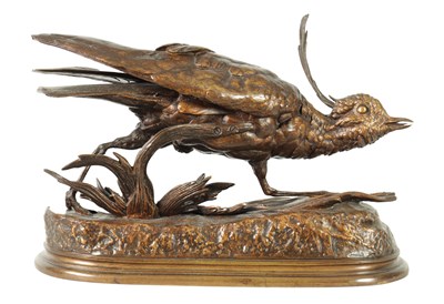 Lot 966 - JULES MOIGNIEZ (1835 - 1894). A 19TH CENTURY FRENCH GILT BRONZE SCULPTURE OF A PHEASANT E