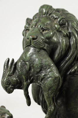 Lot 970 - PAUL EDOUARD DELABRIERRE (1829 - 1912). AN IMPRESSIVE GOOD LATE 19TH CENTURY BRONZE SCULPTURE DEPICTING A FAMILY OF LIONS