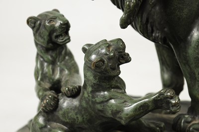 Lot 970 - PAUL EDOUARD DELABRIERRE (1829 - 1912). AN IMPRESSIVE GOOD LATE 19TH CENTURY BRONZE SCULPTURE DEPICTING A FAMILY OF LIONS