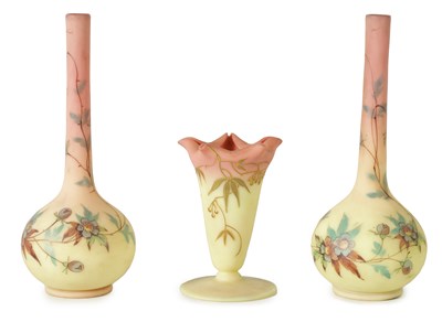 Lot 14 - A COLLECTION OF 20TH CENTURY THOMAS WEBB BURMESE OPAQUE GLASS VASES