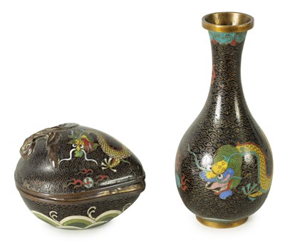 Lot 239 - TWO PIECES OF CHINESE CLOISONNÉ ENAMEL