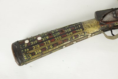 Lot 608 - A 19TH CENTURY AFGHAN JEZAIL FLINTLOCK RIFLE