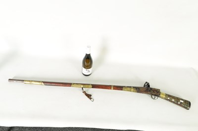 Lot 608 - A 19TH CENTURY AFGHAN JEZAIL FLINTLOCK RIFLE
