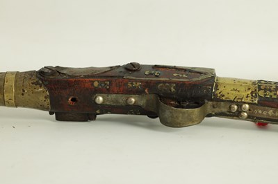Lot 608 - A 19TH CENTURY AFGHAN JEZAIL FLINTLOCK RIFLE