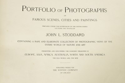 Lot 913 - A 19TH CENTURY HAND TOOLED LEATHER BOUND PORTFOLIO OF FAMOUS SCENES, CITIES AND PAINTINGS BY JOHN L STODARD
