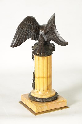 Lot 590 - A LARGE 19TH CENTURY BRONZE AND SIENNA MARBLE WATCH STAND