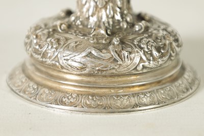 Lot 576 - A LATE 19TH CENTURY SILVER PLATED ELKINGTON STYLE TAZZA AFTER THE ANTIQUE