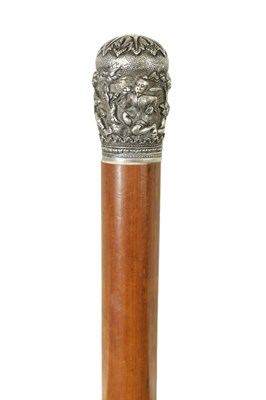 Lot 634 - A 19TH CENTURY CHINESE SILVER TOPPED MALACCA CANE SWORD-STICK