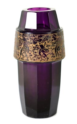 Lot 28 - AN EARLY 20TH-CENTURY PURPLE GLASS VIENNA SECESSIONIST VASE IN THE MOSER STYLE