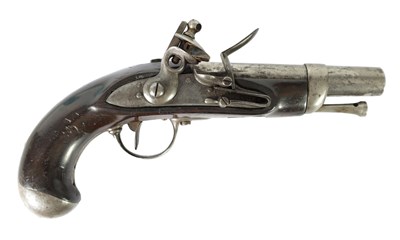 Lot 614 - AN EARLY 19TH CENTURY FRENCH FLINTLOCK SERVICE PISTOL SIGNED MAUBEUGE