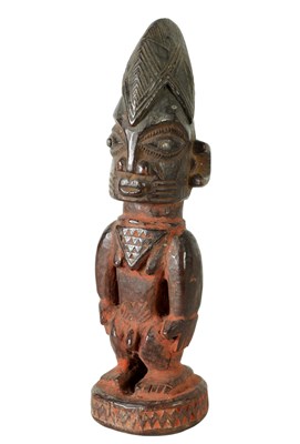 Lot 233 - A CARVED HARDWOOD AFRICAN FIGURE