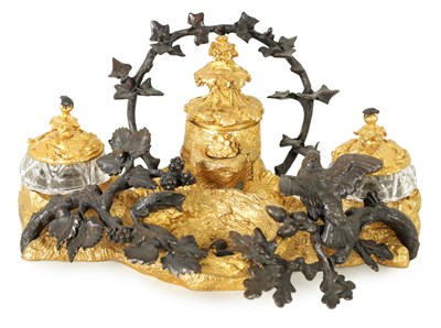Lot 503 - A FINE MID-19TH CENTURY BRONZE AND ORMOLU INK STAND