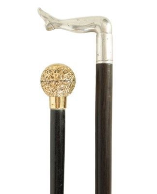 Lot 659 - A LATE 19TH CENTURY HARDWOOD AND SILVER METAL MOUNTED MANX WALKING STICK