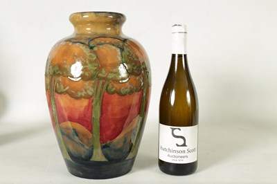 Lot 162 - AN OVERSIZED 1930S/40S WILLIAM MOORCROFT TAPERING SHOULDERED VASE/LAMP BASE WITH PINCHED ROUNDED NECK