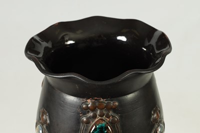Lot 35 - A BRETBY ART NOVEAU SIMULATED COPPER WARE PEDESTAL JARDINIERE