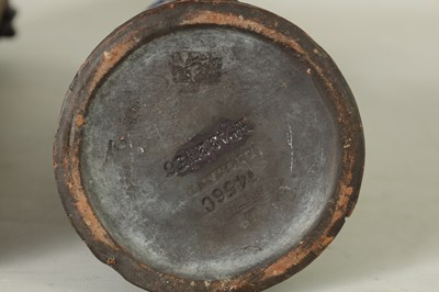 Lot 43 - TWO LATE 19TH CENTURY BRETBY SIMULATED WOOD TAPERING VASES WITH DRAGONFLIES